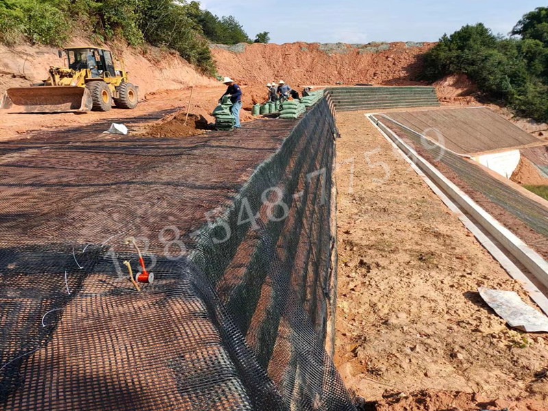生態(tài)袋+土工格柵護坡